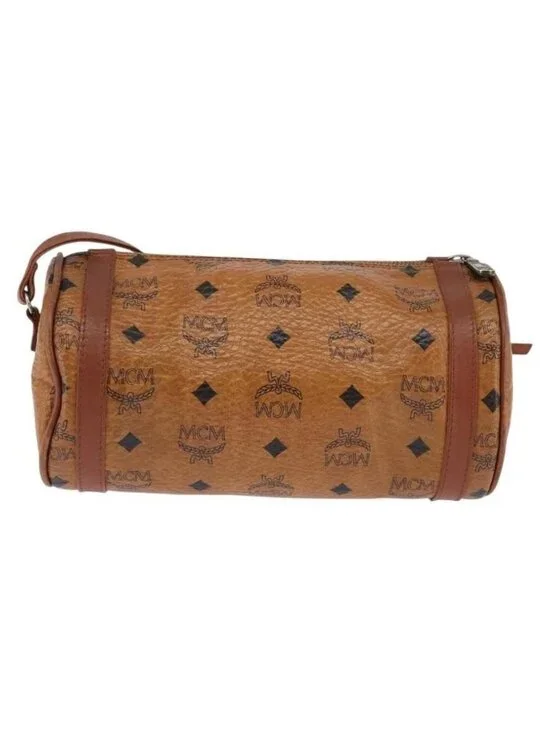 Authentic MCM Logogram Vicetos Shoulder Bag PVC Leather Brown - Picture 9 of 16